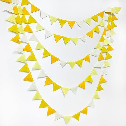 Yellow Party Decorations Ombre Yellow Felt Hanging Triangle Mini Bunting Pennant Banner Flag for Birthday Wedding Baby Shower Bridal Shower Engagement Lemon Bee Sunflower Party Classroom Nursery Decor