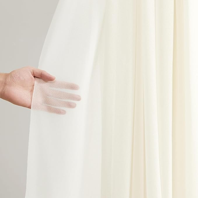 30" x 20Ft Wedding Arch Draping Fabric, 3 Panels Ivory Sheer Curtain Drapes Extra Wide & Long Backdrop Curtains for Wedding Arch Ceremony Birthday Party Decorations