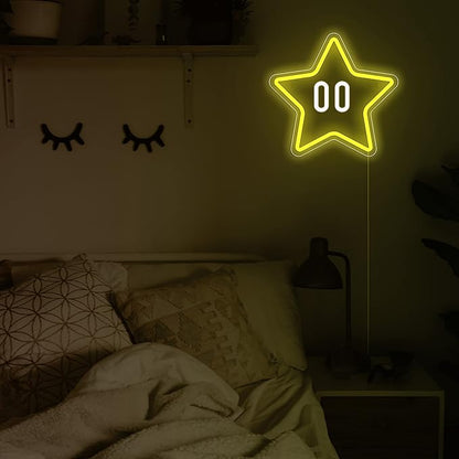 Star Neon Sign, Gaming Neon Sign for Game Room Decor, Man Cave, Kids Room,Super Star Gaming Wall Decor Gamer Gifts for Boys, Kids