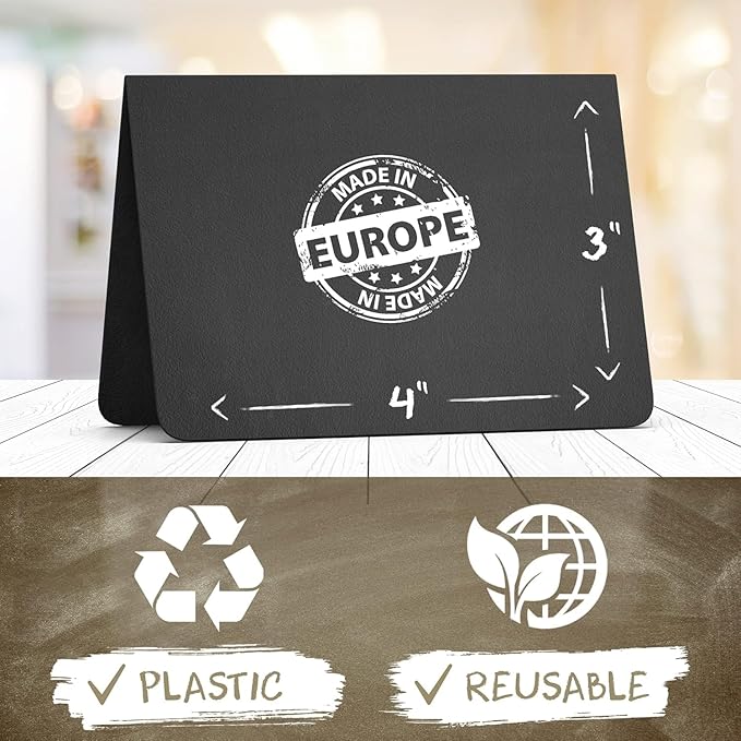 10 Pack Mini Chalkboard Table Tent Signs 4x3 – Reusable Food Labels for Buffet Party & Wedding – Plastic Display Chalk Board Tags for Catering & Event Displays