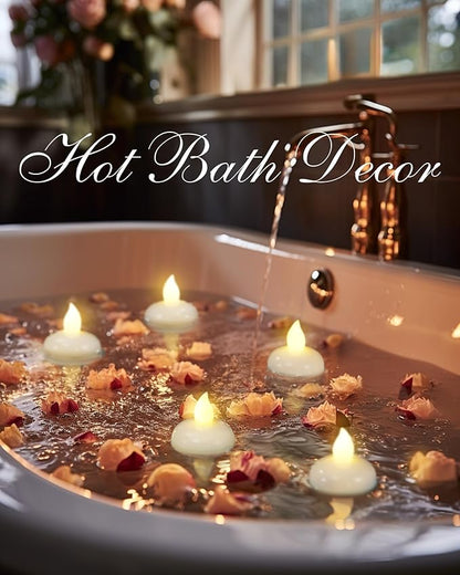 Homemory 48 Pack Waterproof Flameless Floating Tealights, Battery Flickering LED Tea Lights Candles - Wedding, Party, Centerpiece, Pool & SPA (Warm White)