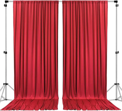 AK TRADING CO. 10 feet x 10 feet Polyester Backdrop Drapes Curtains Panels with Rod Pockets - Wedding Ceremony Party Home Window Decorations - RED (DRAPE-5x10-RED)