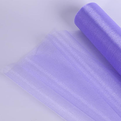 Crystal Organza Fabric Tulle - 16" by 50 Yards Sheer Fabric for Wedding Party Decoration Bridal Shower Tutu Roll Netting Spool Ribbon Wrapping (Lavendar)