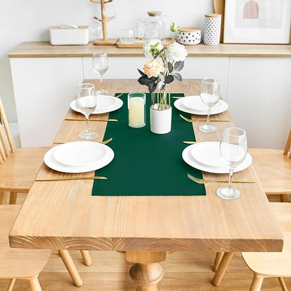 2 Pack Green Small Short Table Runner 12 x 24 Inch Solid Color Runners Coffee Table Dresser for Daily Party Home Decoration