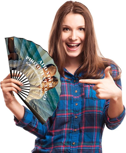 Decorative Folding Fans Personalized Fans Custom Fans Handheld Clack Fans for Line Dancing Customized with Picture Text, Fans Foldable for Line Dancing Wedding Saloon Cosplay Party Props