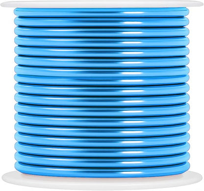 Mandala Crafts 13 Gauge Anodized Aluminum Craft Wire for Jewelry Making - 300 FT Colored Flexible Silver Copper True Blue Pink Ice Blue Green Wire - Bendable for Bonsai Armature Crafting Sculpting