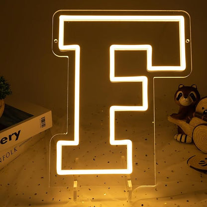 Light Up Letters F, Led Marquee Letter Lights Neon Sign, 13.9" Height Decorative Lighted Alphabet Number, Battery/USB Powered Led Letters Lights for Wedding, Birthday, Party, Christmas or Home Decor