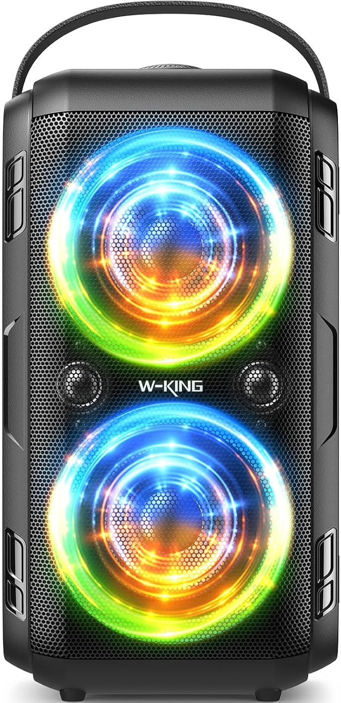 W-KING Party Loudest Portable Bluetooth Speaker Wireless Boom Box, 180W Max Big Large Outdoor Speaker 4 Drivers with 2*4.04'' Subwoofer, 80W HD Huge 105dB Pulse Natur Deep Bass, IPX5/24H/EQ/USB/TF/AUX