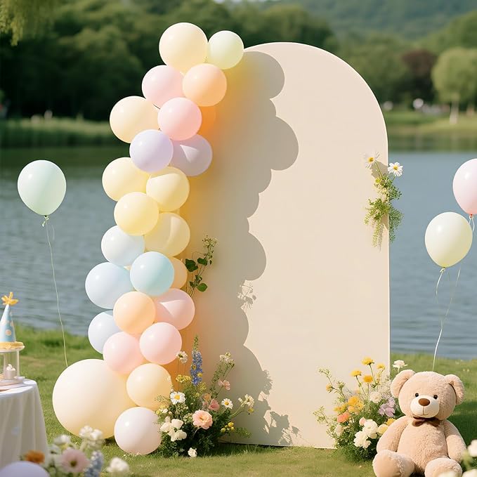 Ledido Wedding Arch Backdrop Cover 6FT Arch Covers Fitted Stretchy Spandex Round Top Stand Backdrop Cover for Wedding Banquet Ceremony Birthday Party Baby Shower Event Decoration,Beige