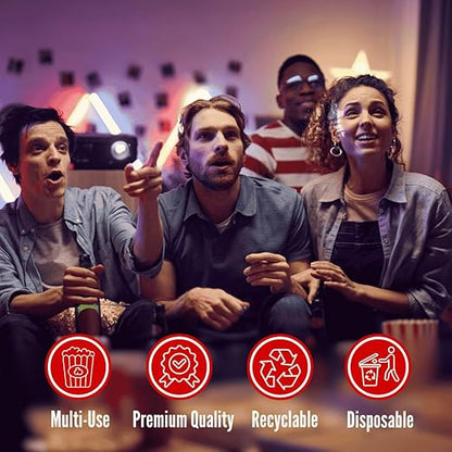 ZEEGO0 50-Pack Popcorn Boxes Bulk, Sturdy and Durable Popcorn Bucket, Large Capacity Containers, Bowl & Cups, Convenient Movie Night Supplies, Perfect for Families, Parties, Carnivals