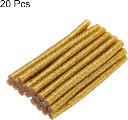 uxcell 20pcs Hot Glue Sticks for Glue Gun 7mm/0.28-inch x 4-inch Mini Hot Melt Adhesive Glue Stick Glitter Gold