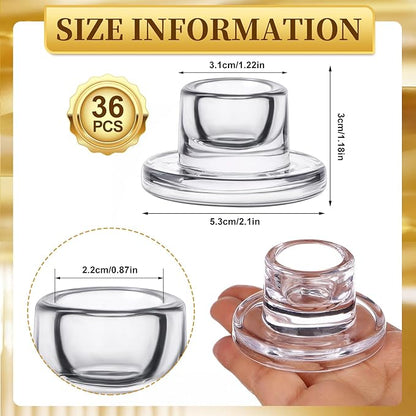 36 PCS Glass Taper Candle Holders Bulk Candlestick Holders Clear Short Tapered Candle Stick Holder Decor Set for Table Centerpiece Wedding Party Advent Christmas Home Decorations (36, Clear)