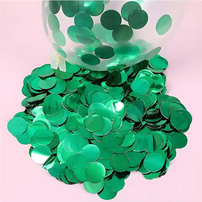 Green Round Foil Confetti Beautiful Metallic Table Confetti Glitter for Fill Balloons, St. Patrick's Day ，Wedding,Birthday, Party,Festival Decoration(8000PCS)