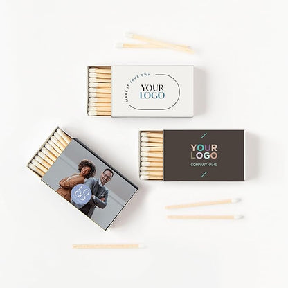 Weddingstar Matchboxes Stickers for Corporate Gift - Your Business Logo - Pack of 50 Pink