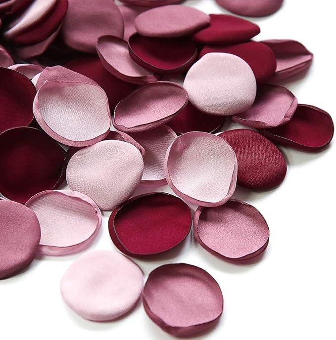 Floroom 300pcs Rose Petals Burgundy Maroon Mauve Faux Silk Flower Petals for Wedding Flower Girl Basket Aisle Scatter Table Centerpieces Party Confetti Bridal Shower Romantic Night Decoration