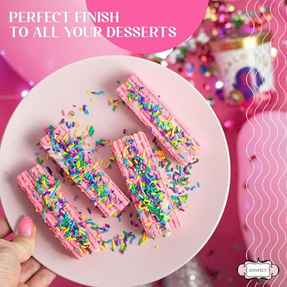 Confect Assorted Edible Sprinkles Pack of 5 – Red, Pink & Silver Dragees with Silver Sparkling Sugar | Costume Party Disco Ball Mix for Cake & Cupcake Decoration | Vegan, Gluten-Free, Nut-Free, Soy-Free, Dairy-Free, Palm Oil-Free - 5 Oz