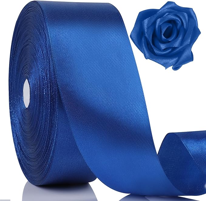 NESCCI 100 Yards Ribbon,1-1/2 Inch Royal Blue Satin Ribbon,Single Face Satin Ribbons,Perfect for Gift Wrapping,Wedding Decoration,Handmade Bows,Wrapping Bouquet,Halloween, Christmas
