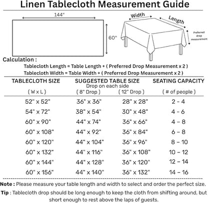 Solino Home Linen Tablecloth 60 x 144 Inch - Classic Hemstitch 100% Pure Linen Teal Table Cloth for Rectangle Tables - Machine Washable Tablecloth for Fall, Autumn