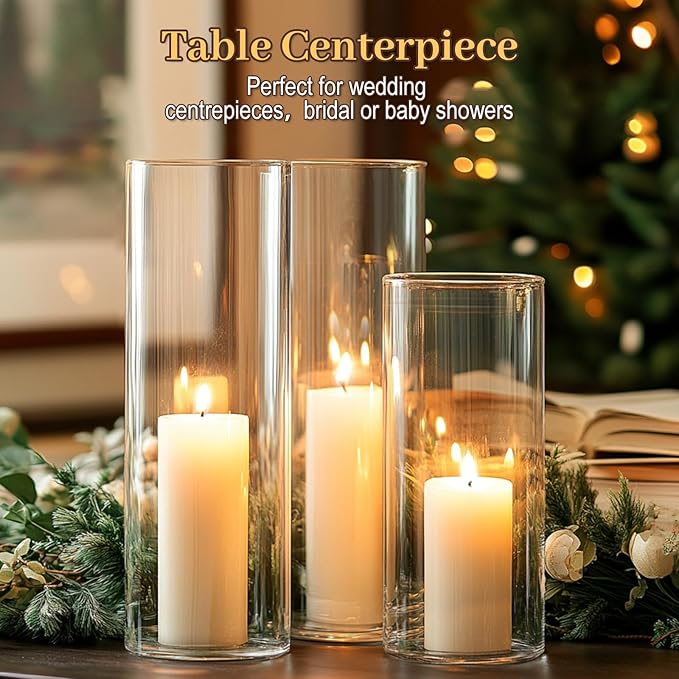 12pcs Glass Cylinder Vases for Centerpieces | 10 Inch Tall Flower Vase for Wedding Decorations, Floating Candle Holders for Dinner Table, Bridal Shower, Office Home Décor