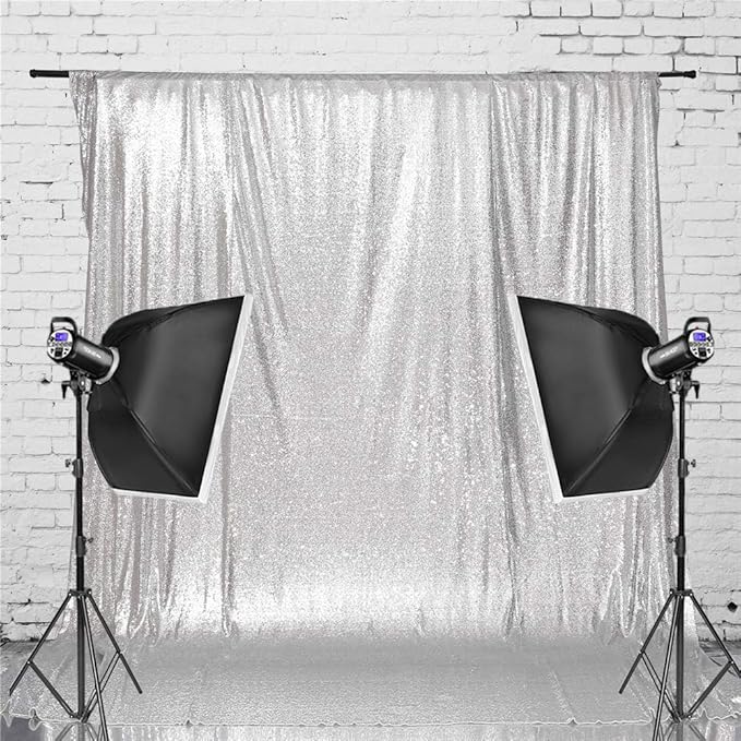 Eternal Beauty Silver Sequin Backdrop, 4x6 Ft Glitter Background Curtains for Shimmer Photography Party Wedding Birthday Back Drop Decor