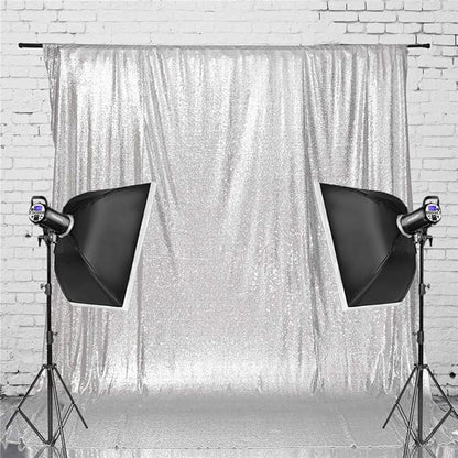 Eternal Beauty Silver Sequin Backdrop, 8x8 Ft Glitter Background Curtains for Shimmer Photography Party Wedding Birthday Back Drop Decor