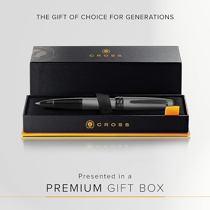 Cross Bailey Refillable Rollerball Pen Presented in a Premium Gift Box - Medium Point, Black Ink, Matte Gray