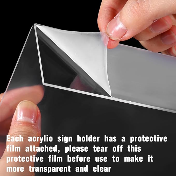 Vicenpal 60 Pcs 7x5 Inch Clear Acrylic Sign Holder Plastic L-shape Vertical Menu Stand, Picture Photo Frames, Table Paper Holder, Flyer Sign Display Stand for Restaurants, Store, Office, Wedding