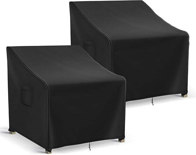 Patio Furniture Covers Waterproof for Chairs, Lawn Outdoor Chair Covers 2 Pack, Patio Chair Covers for Outdoor Furniture Fits up to 33W x 34D x 31H inches, Black