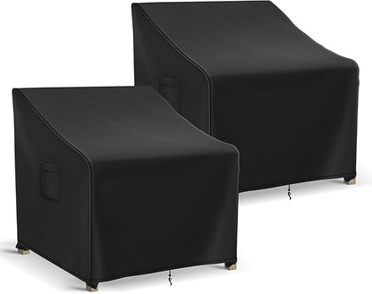 Patio Furniture Covers Waterproof for Chairs, Lawn Outdoor Chair Covers 2 Pack, Patio Chair Covers for Outdoor Furniture Fits up to 30W x 27D x 36H inches, Black