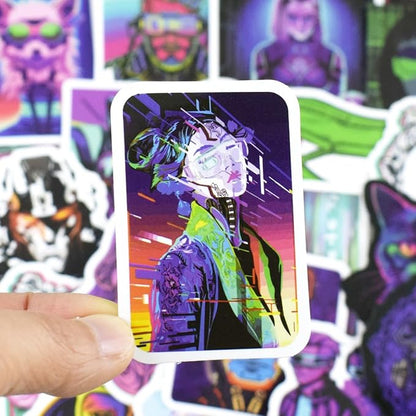 Qtl Cyberpunk Stickers - 75pcs Vaporwave Stickers for Laptop & Water Bottle - Waterproof