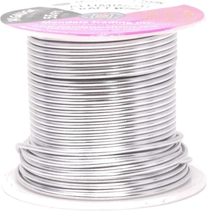 Mandala Crafts 14 Gauge Anodized Aluminum Craft Wire for Jewelry Making – 330 FT Colored Flexible Silver Copper True Blue Brown Red Kelly Green Wire - Bendable for Bonsai Armature Crafting Sculpting