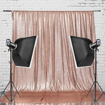 Eternal Beauty Rose Gold Sequin Backdrop, 6x8 Ft Glitter Background Curtains for Shimmer Photography Party Wedding Birthday Back Drop Decor
