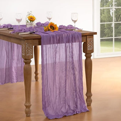 Lavender Purple Cheesecloth Table Runner 6 Pack Fall Table Runners Boho Gauze 120 Inches Cheese Cloth Fall Table Decorations for Thanksgiving Wedding Bridal Baby Shower Birthday Garden Party
