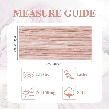 Asee'm 2pcs Cheesecloth Table Runner 120 Inches Dusty Pink Boho Gauze Cheese Cloth Runner 10FT Rustic Sheer Fall Table Runners for Thanksgiving Wedding Baby Shower Holiday Party Decoration