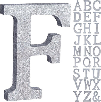 TONIFUL 8 Inch Silver Glitter Letter F Table Centerpiece A-Z Silver Birthday Party Decorations,Silver Alphabet F for Birthday,Chrismas,Graduation,Bridal Shower,Wedding,Anniversary Party Supplies