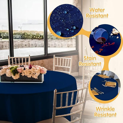 BRILLMAX 8 Pack Navy Blue Round Tablecloths 90 Inch - Circle Bulk Linen Polyester Fabric Washable Table Cloth Cover for Wedding Reception Banquet Birthday Party Buffet Restaurant