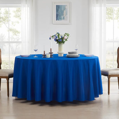 Round Tablecloth 2 Pack 90 Inch Royal Blue Tablecloths Washable Decorative Linen Polyester Table Clothes Cover for Dining Table Banquets Buffet Parties and Wedding