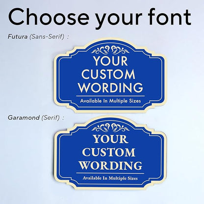 Custom Decorative Outdoor Metal Sign, Personalized Aluminum Driveway Sign - Waterproof, Made in USA - Design 2 Blue Steel 18x12 In