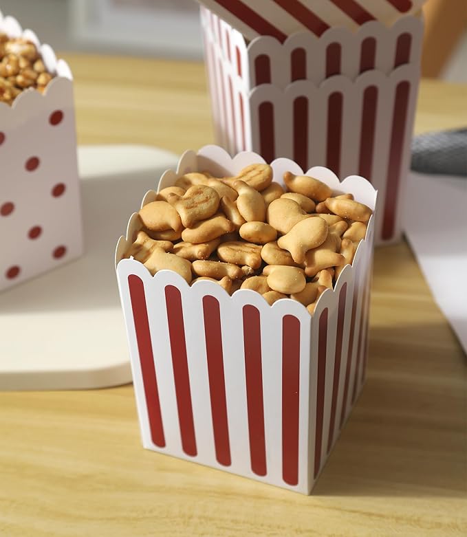 Winoo Design 100 PK Mini Popcorn Boxes Bulk Paper Popcorn Bowl Containers Holders for Party, Movie Night Decorations