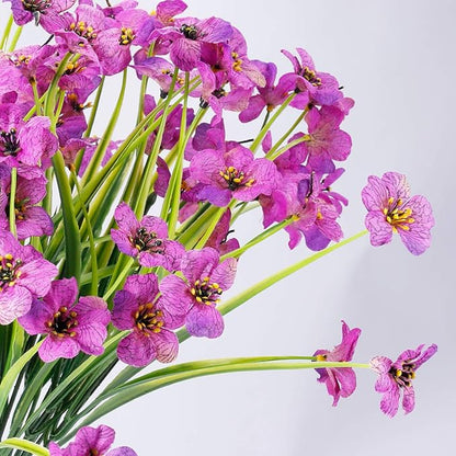 30 Bundles Artificial Flowers Outdoor UV Resistant Fake Flowers No Fade Faux Plastic Plants Garden Porch Window Box Decorating(Purple)