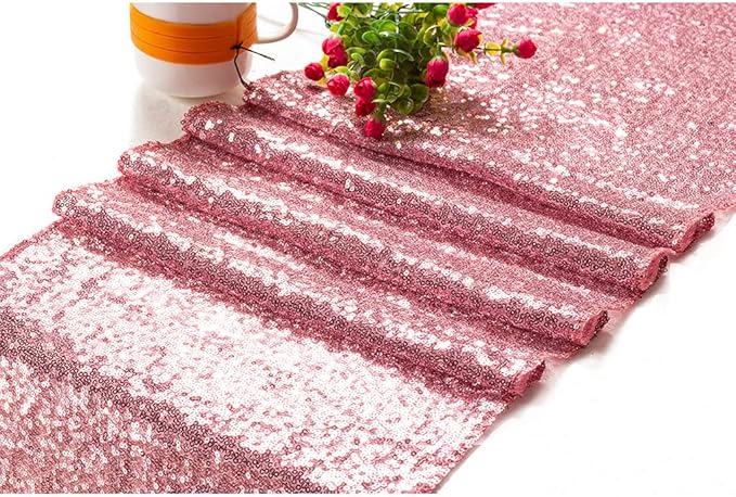 Eternal Beauty Fuchsia Pink Table Runner for Wedding, 5PCS-12x108 Sequin Table Runner Decorations for Birthday Parties, Banquets, Graduations,Christmas