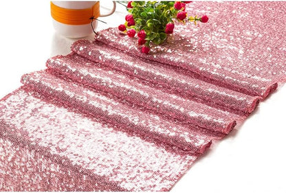 Eternal Beauty Fuchsia Pink Table Runner for Wedding, 5PCS-12x108 Sequin Table Runner Decorations for Birthday Parties, Banquets, Graduations,Christmas
