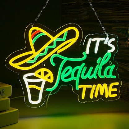 Tequila Neon Sign Mexican Tequila LED Neon Light USB Powered Dimmable Man Cave Cafe Bistro Club Party Beer Bar Restaurant Decor(16.3x11.2 Inch)