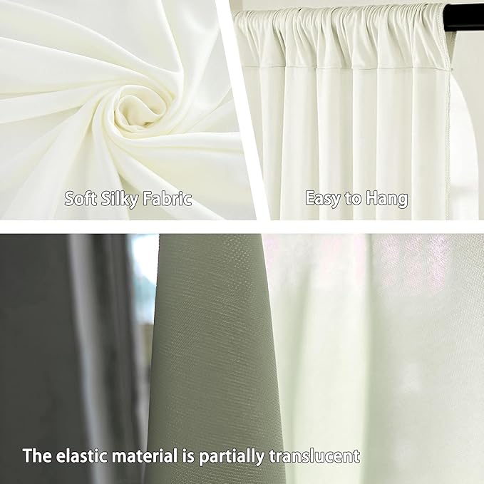 10 x 10 Feet Ivory White Backdrop Curtain for Partie, Background Curtains for Photoshoot, Birthday, Wedding, Halloween, Thanksgiving, Christmas Day, New Year Party Decorations 5Ft x 10Ft, 2 Panels
