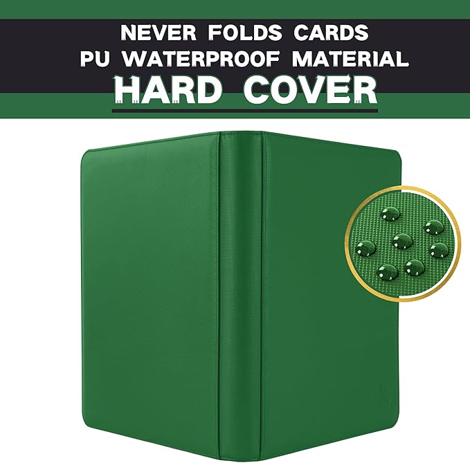 1600+ Pockets Trading Card Binder, 16-Pocket Card Ablum Compatible with MTG,Sports Cards & Other Standard Size Trading Card (GREEN)