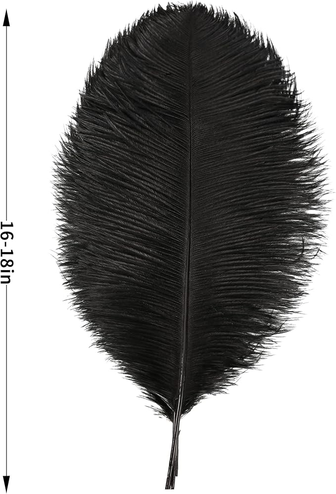 Larryhot Black Ostrich Feathers Bulk - 16-18 inch 10pcs Feathers for Vase,Wedding Party Centerpieces and Home Decorations (Black)