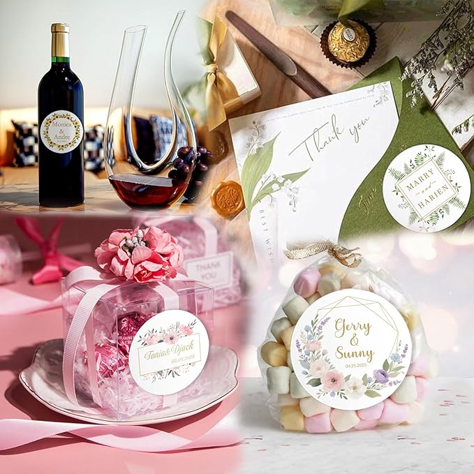 Custom Round Sticker Labels Personalized Stickers with Logo&Text Design Sticker for Wedding Favors Businesses Logo Birthday Gift Boxes Label 50-1000 Pack