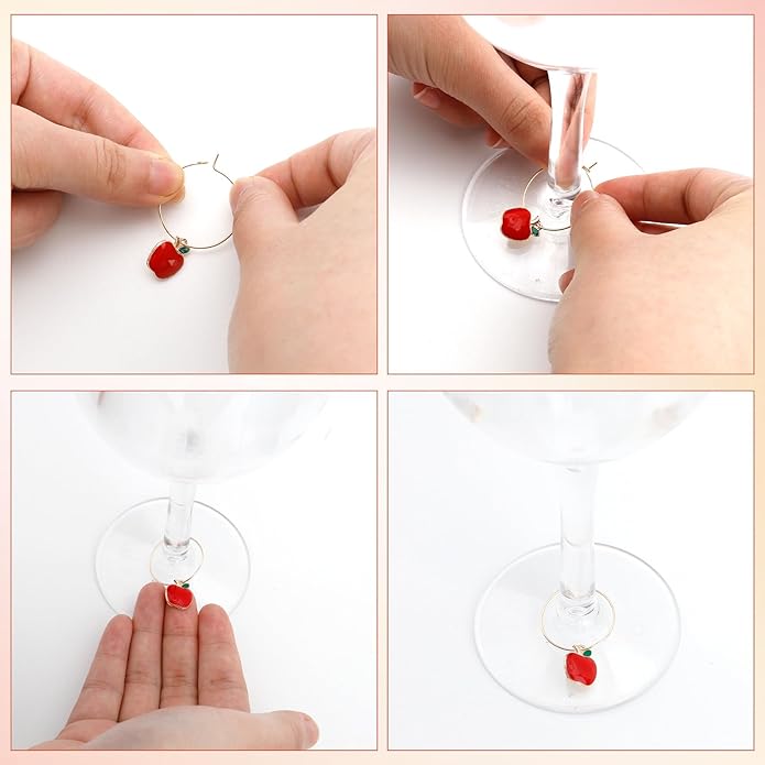Wine Glass Charms Wine Charms for Stem Glasses Glass Markers Identifiers Tags for Christmas Tasting Party Favors Decorations