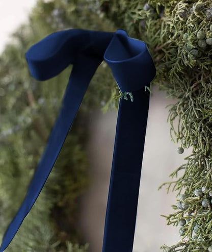 Navy Blue Velvet Ribbon 1.5'' 25 Yards for Christmas Tree, Gift Wrapping, Flower Bouquet, Wreath Decorations, Bow Making