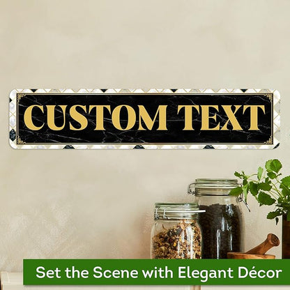 Custom Sign, Custom Street Sign, 11 Font Colors, 13 Font Styles, 4 Hole Options, 22 Sizes, 4x18 Inches, Rust Free DiBound, Fade Resistant, Made in USA by My Sign Center (Marble Tile)